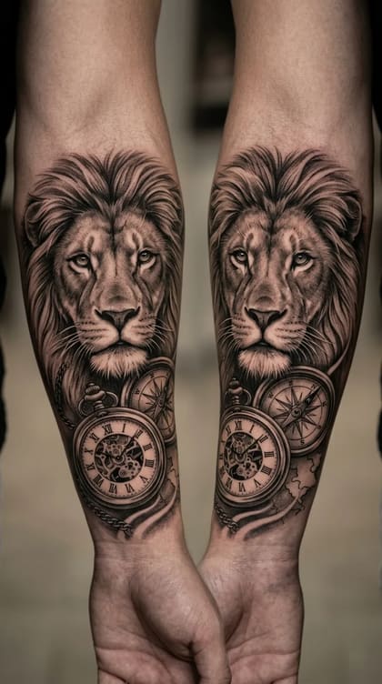 Tattoo Leão realista tattoo Estilo Livre feita em São Paulo por Robson Torres