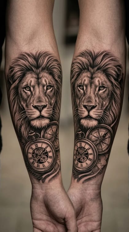 Tattoo Leão realista tattoo Estilo Livre feita em São Paulo por Robson Torres